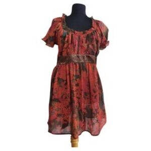 DKNY Black and Red Floral Mini Dress